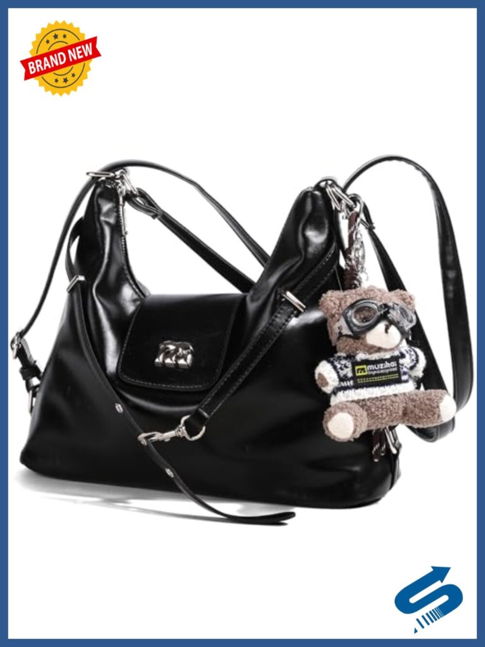 Convertible Oil Wax Leather Shoulder Bag 2-in-1 Backpack Crossbody Hobo